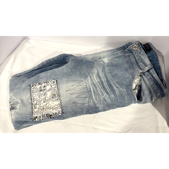 M. Society Politically Incorrect Men's Jeans Distressed Light Denim 40 x 32 Pant - Picture 14 of 16